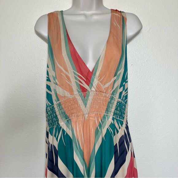 Fresh of LA Chevron Sleeveless Halter Maxi Dress Surplice Made in USA Women XL - Picture 4 of 11